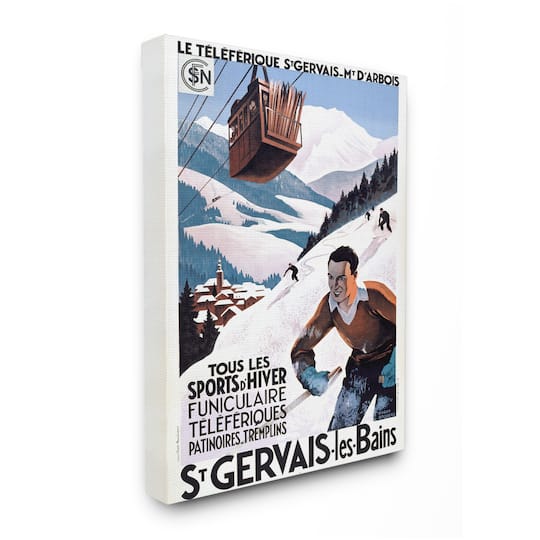 Stupell Industries Vintage Skiing Advertisement Canvas Wall Art